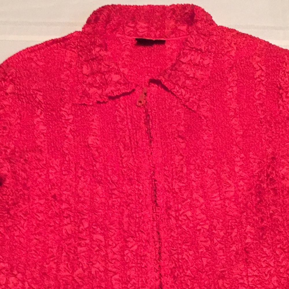 Milano Red Jacket Zip Front Bubble Texture Xl - image 2